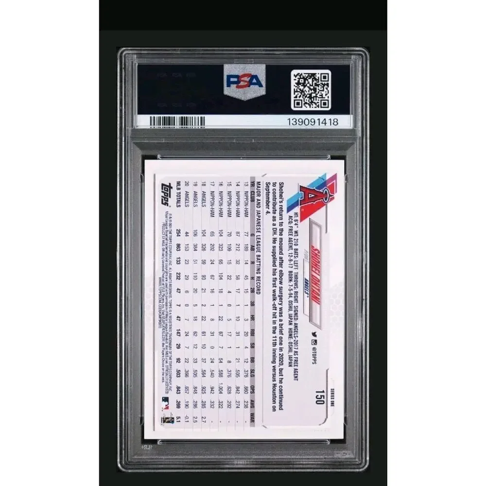 2021 Topps Shohei Ohtani #150 PSA 9 Mint Los Angeles Angels Baseball Card - Picture 3 of 3